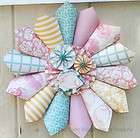 Vintage Shabby Island BEACH Cottage Style Paper Wreath Pink Blue 