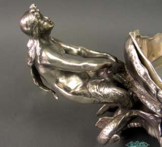 WMF Art Nouveau Figural Silver Centerpiece Flower Dish  
