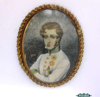   French Signed Miniature Portrait Of Young Napoleon Bonaparte  
