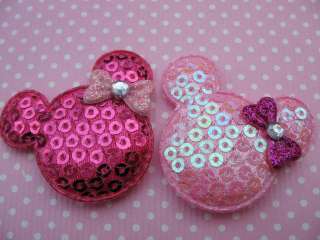 30 Padded 1.5 Sequin Mouse Head w/Bow Pink&Hot Pink  