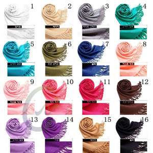 16 Colors Pashmina Cashmere Silk Solid Shawl Wrap Womens Girls Ladies 