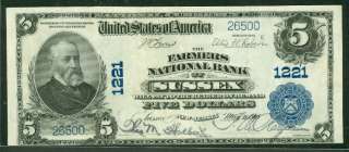 00 National Currency, Farmers NB SUSSEX New Jersey, 1902, Fr. #598 