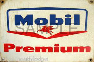 WEATHERED LAYOUT BUILDING SIGN DECAL MOBIL GAS PREMIUM  