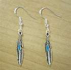 Vintage Silver Native American Feather Turquoise Charm Western 