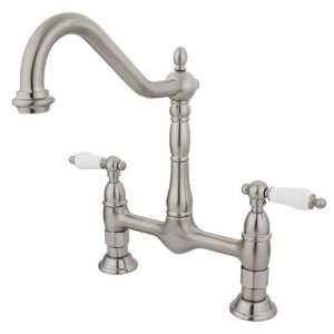   Brass PKS1178PL 8 inch center spread deck mount bridge kitchen faucet
