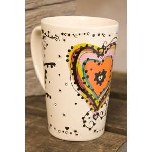   Love You 12oz Small Coffee/Tea Ceramic Mug Colorful Heart Jewelry