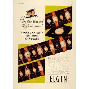 1937 Ad Elgin Watch Graduation Gift Fine Wristwatches   Original Print 