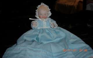 Porcelain Baby Doll with Christening Dress  