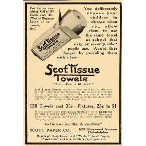  1911 Vintage Ad Scott Tissue Paper Towels Philadelphia 