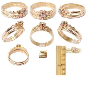 Tone 14K Gold Diamond Rose & Black Hills Leaf Engagement Ring 
