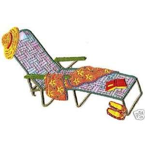  Iron On Applique Vacation, Beach Chair Embroidered 