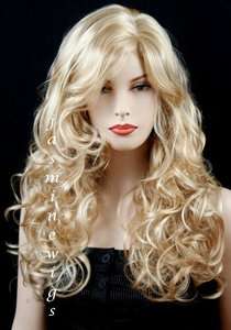 Blonde Wavy Long Wig wigs 2 tone 24B613 Side Part NEW  