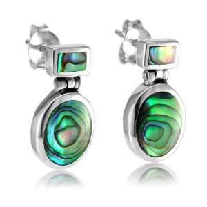 Chuvora 925 Sterling Silver Abalone Shell Oval Shaped Post Earrings 0 