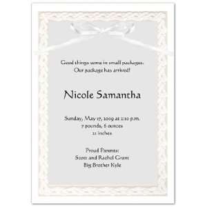  Embossed Woven Border Birth Announcements   Set of 20 