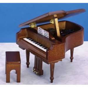  Dollhouse Miniature Walnut Piano with Bench Everything 
