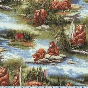  45 Wide Bear Mountain Scenic Multi Fabric By The Yard 