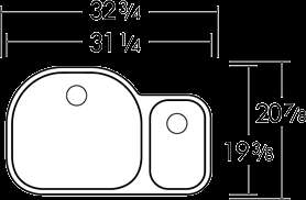 OLIVERI STAINLESS UNDERMOUNT DOUBLE BOWL 20 x 32 883U  