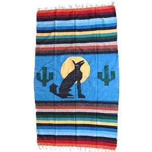  Howling Coyote Mexican Blanket throw rug tapestry