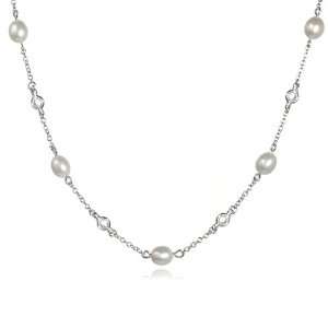  Potato Pearl Necklace with White Cz 36 CHELINE Jewelry