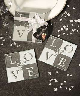 144   Love Glass Coaster Wedding Favors  