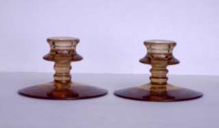 Classic Depression Pink Glass Candlestick Holders