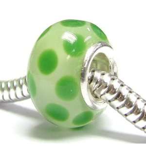  Queenberry Sterling Silver Round Wheel Murano Green Glass 
