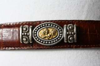 Vtg AMAZING Brighton Museum Leather Belt 96 Gold Coin S  
