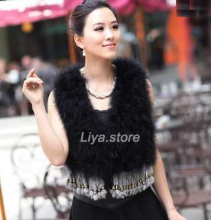 new womens real genuine ostrich fur winter warm fashion vest 4 color 