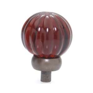  Scalloped Glass Knob Ruby Red