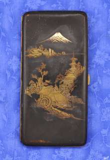 Vintage Japanese Etched Mount Fuji Cigarette Case  