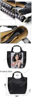   Celebrity Black Tote PU Leather Clutch Shoulder Purse Handbag Bag