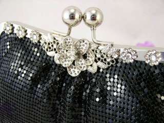 Metallic Evening Clutch Crystal Flower Jeweled 4 Colors  