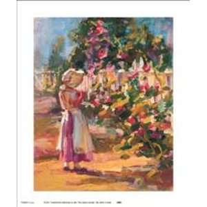  Girl With Hollyhocks Poster Print