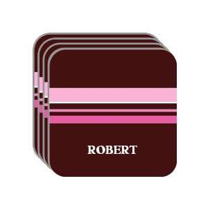 Personal Name Gift   ROBERT Set of 4 Mini Mousepad Coasters (pink 