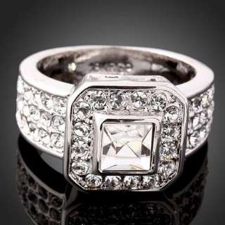 Swarovski Crystal Engagement White Gold GP finger Ring  