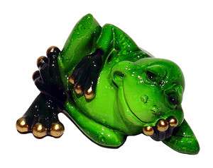 Glossy Green Frog Figure Lazy Silly Whimsical 4 NEW #Y30954  