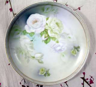 White Rose/Roses Vintage Porcelain Plate German/Germany Flowers Eagle 