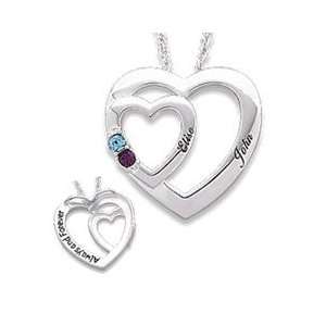   Sterling Silver Double Heart Engraved Pendant FAMILY JEWELRY Jewelry