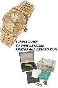   Rolex 1601 Datejust, Solid 18K Gold On President Bracelet, Box, Papers