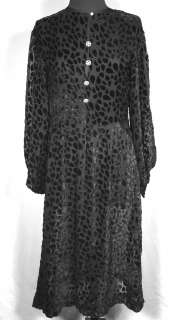 RARE VINTAGE 1930S 1940S BLACK CUT SILK VELVET EVENING DRESS SIZE 6 