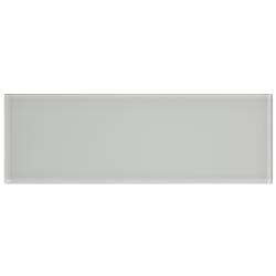 SomerTile 4x12 in Reflections Grand Subway Ice White Glass Wall Tile 