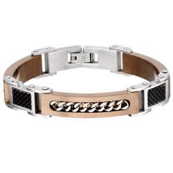 Stainless Steel Mens Chain and Carbon Fiber Bracelet  