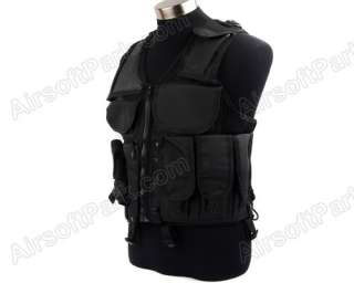 Airsoft Tactical Combat Hunting Vest with Holster   Black  
