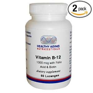   Vitamin B 12 1000 Mcg With Folic Acid & Biotin 60 Lozenges (Pack of 2
