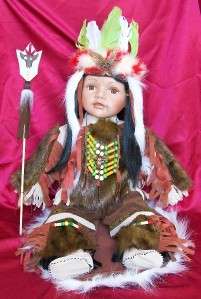 24 IN. PORCELAIN DOLL INDIAN Reproduction ISTAS  