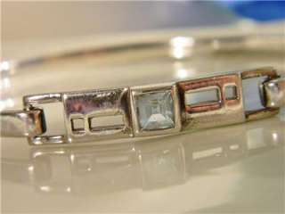 Vintage Signed KM 02 Sterling Silver .925 & Aquamarine Bracelet 11.3 