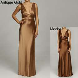 Issue New York Womens Deep V neck Evening Gown  