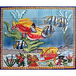 Mosaic Aquarium Fish 30 tile Ceramic Wall Mural  