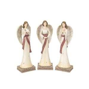  Set of 3 Modern Lodge Angel Figures with Faith, Hope and 