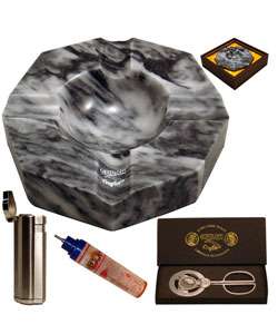 Marble Cigar Ashtray, Cutter, & Torch Lighter  